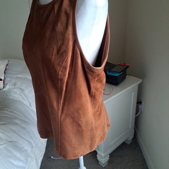 WHBM genuine suede sleeveless bodice top rich Cognac Rust Size 16 - Picture 5 of 8